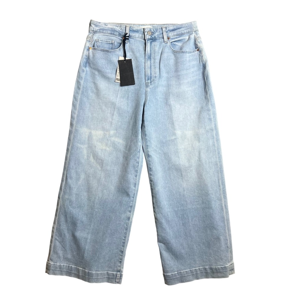 Paige Spotlight Wide Leg Ankle Jeans Size 32 Light Wash Transcend Vintage NWT